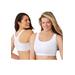 Plus Size Women's Wireless Sport Bra 2-Pack by Comfort Choice in White Pack (Size 1X)