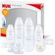 NUK Perfect Start First Choice+ Babyflaschen-Set | 0–6 Monate | 4 x Flaschen mit Temperaturkontrolle, Schnuller, Flaschenbürste & mehr | BPA-frei | Herz (neutral) | 10 Stück