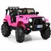 Costway 12V Kids Remote Control Riding Truck Car with LED Lights-Pink