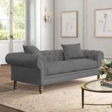 Alcott Hill® 85" Rolled Arm Chesterfield Sofa Polyester in Gray | 29 H x 85 W x 34 D in | Wayfair 11A93D2D1CD44E18BCA2BEDECA10A518