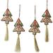 The Holiday Aisle® Hand-Crafted Silvery Christmas Tree Beaded Ornament Set Fabric in Brown | 3.9 H x 2.78 W x 0.9 D in | Wayfair 262403