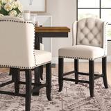 Three Posts™ Yarmouth 24" Counter Stool Wood/Upholstered in Brown/White | 41.5 H x 22 W x 24 D in | Wayfair TRPT3864 42728560