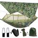 ele ELEOPTION Camping Hammock with Mosquito Net and Rain Fly 200kg Load Capacity 260 x 140 cm Nylon Double Hammock Waterproof Lightweight Portable for Backpacking Hiking Fishing Outdoors Garden(Camo)