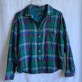 American Eagle Outfitters Tops | American Eagle Boyfriend Fit Flannel Sz M | Color: Blue/Green | Size: M