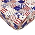 Brandream Baby Boys Fitted Crib Sheets Navy Beige Crib Sheets with American Flag Star Print, Sheet for Baby/Infant/Toddler/Newborn Standard Size Crib Mattress 100% Cotton