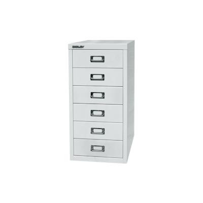 Bisley Schubladenschrank MultiDrawer™ L296S, Stahl, 27.9 x 38 x 59 cm, mit Sockel, 6 Ablagen, hellgrau