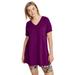 Plus Size Women's V-neck A-line Tunic by ellos in Boysenberry (Size 1X)