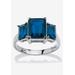Sterling Silver 3 Square Simulated Birthstone Ring by PalmBeach Jewelry in September (Size 5)