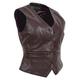 Womens Soft Leather Waistcoat Slim Fit Vest Classic Gilet Black Brown Red Tan - Katy (Brown, 18)