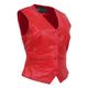 Womens Soft Leather Waistcoat Slim Fit Vest Classic Gilet Black Brown Red Tan - Katy (Red, 20)