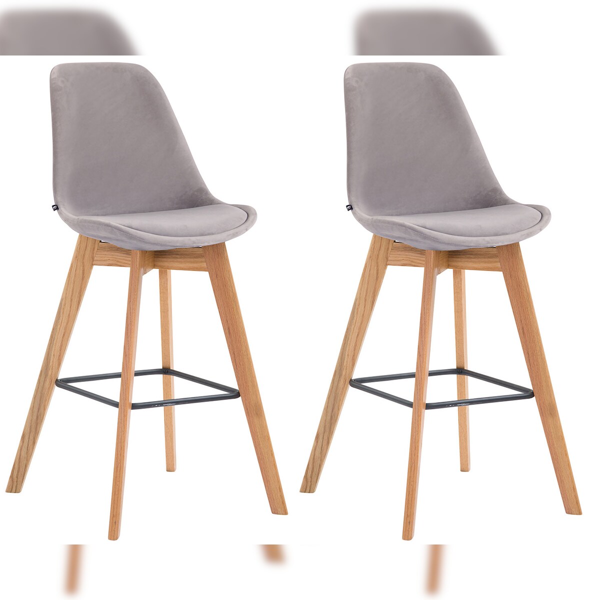 CLP 2er Set Barhocker Metz Samt grau/natura Image