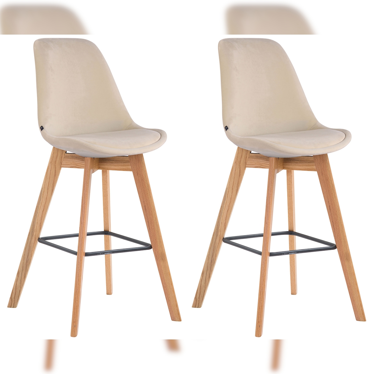 CLP 2er Set Barhocker Metz Samt creme/natura Image