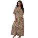 Plus Size Women's Long French Terry Zip-Front Robe by Dreams & Co. in Classic Leopard (Size 5X)