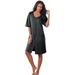 Plus Size Women's Short French Terry Zip-Front Robe by Dreams & Co. in Black (Size 5X)