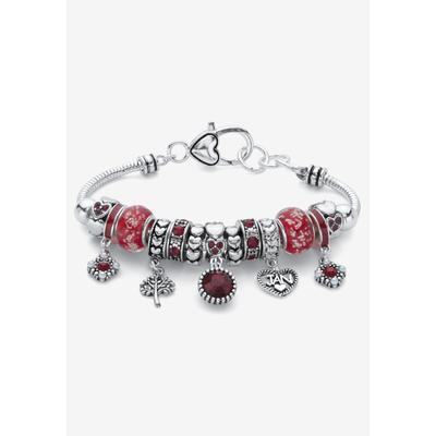 Women's Antique Silvertone Simulated Birthstone 8" Charm Bracelet by PalmBeach Jewelry in January