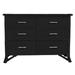 David Francis Furniture Bermuda 6 Drawer 48" W Double Dresser Wood/Wicker/Rattan in Black | 34 H x 48 W x 20 D in | Wayfair B1800-S129-H302