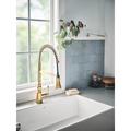 Moen Weymouth Pre-Rinse Spring Pull-Down Single Handle Kitchen Faucet in Yellow | 1.75 W x 10 D in | Wayfair S73104BG