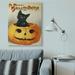 The Holiday Aisle® 'A Merry Halloween Black Cat Pumpkin Seasonal Holiday Design' by Daphne Polselli - Graphic Art Print Canvas in White | Wayfair