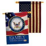 Breeze Decor 2 Piece US Armed Forces Family Honor Impressions Decorative 2-Sided 40 x 28 in. House Flag Set in Blue | 40 H x 28 W in | Wayfair