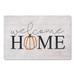 Black 1 x 18 W in Kitchen Mat - The Holiday Aisle® Genessee Pumpkin Welcome Home Kitchen Mat Synthetics | 1 H x 18 W in | Wayfair