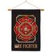 Breeze Decor Fire Fighter Impressions Decorative 2-Sided Polyester 40 x 28 in. Flag Set in Black/Red | 40 H x 28 W x 1 D in | Wayfair