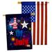 Breeze Decor 2 Piece Fireworks July 4th Impressions Decorative 2-Sided Polyester 40 x 28 in. House Flag Set in Blue | 40 H x 28 W in | Wayfair