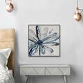 Red Barrel Studio® 'Full Bloom' - Floater Frame Painting Print on Canvas in Blue/Gray | 16 H x 16 W x 1.5 D in | Wayfair