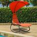 Arlmont & Co. Rowley Hanging Chaise Lounger w/ Stand Polyester in Red | 79 H x 31 W x 67 D in | Wayfair 40347644AE504BF38FF358B8C7527524