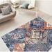 Blue/Orange 79 x 1 in Area Rug - Foundry Select Stigall Mosaique Blue/Red/Orange Rug Polypropylene | 79 W x 1 D in | Wayfair
