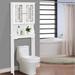 Red Barrel Studio® Kriston 9" W x 23.5" H x 67" D Free-Standing Bathroom Cabinet Manufactured Wood in Brown/White | 23.5 H x 9 W x 67 D in | Wayfair