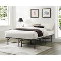 Alwyn Home Galindo-14" Metal Platform Bed Frame Steel w/ Slat Support Folding Platform Bed Metal in Black/Brown | 14 H x 54 W x 75 D in | Wayfair