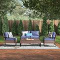 Andover Mills™ Heiman Outdoor 5 Piece Sofa Seating Group w/ Cushions Synthetic Wicker/All - Weather Wicker/Wicker/Rattan in Black/Brown | Wayfair