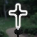 Exhart Solar Cross Outline Garden Stake, 6 by 34.5 Inches Resin/Plastic in White | 33.75 H x 5.88 W x 4.63 D in | Wayfair 19070-RS