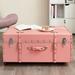DormCo Texture Brand Designer Trunk w/ Wheels - Faux Leather Manufactured Wood in Red/Pink | 14 H x 29 W x 20 D in | Wayfair PGLN-11124-DRQ