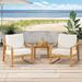 Rosecliff Heights Outdoor Patio Chair w/ Cushions Wood in White/Brown | 29.5 H x 28.25 W x 28.5 D in | Wayfair 67949E95F30D443088EED61D44F8337A