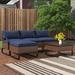 Andover Mills™ Heiman 5 Piece Sofa Seating Group w/ Cushions Synthetic Wicker/All - Weather Wicker/Wicker/Rattan in Black/Brown | Outdoor Furniture | Wayfair