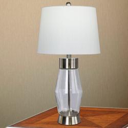 Rosdorf Park Resaca 26" Table Lamp Linen/Metal in Gray/White | 26 H x 14 W x 14 D in | Wayfair 82C8B74D9F43437F844FB99F143D6E6A