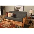 The Twillery Co.® Stratford Full 80" Wide Tufted Back Futon & Mattress w/ Storage Wood/Solid Wood/Microfiber/Microsuede in Brown | Wayfair