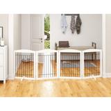 Tucker Murphy Pet™ Noriega 4 Panel Free Standing Pet Gate Metal (a highly durability option) in Gray | 31.2 H x 96 W x 0.8 D in | Wayfair