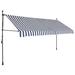 Arlmont & Co. Retractable Awning w/ Hand Crank & LEDs Sunshade Patio Shelter in Blue/White | 3 H x 157.5 W in | Wayfair