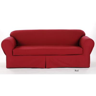 Twill 2-Pc. Slipcover by Classic Slip Covers, Inc. by Classic Slipcovers in Red (Size LOVESEAT)