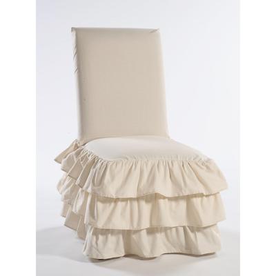 3-Tier Ruffled Dining Chair Slipcover by Classic Slipcovers in Khaki (Size DINING CHR)