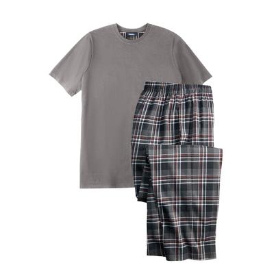 Men's Big & Tall Jersey Knit Plaid Pajama Set by KingSize in Black Plaid (Size 4XL) Pajamas