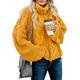 GOSOPIN Womens Winter Warm Short Length Long Sleeves Pullover Sweater Tops Casual Turtle Neck Jumpers Yellow Plus Size UK 18 20