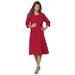 Plus Size Women's Fit-And-Flare Jacket Dress by Roaman's in Classic Red (Size 28 W) Suit