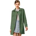 Allegra K Women's Notched Lapel Double Breasted Faux Suede Trench Coat Jacket with Belt Green 4