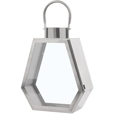 Beliani - Laterne Silber 24 x 35 cm Edelstahl Kerzenhalter Sechseckig Modern Image