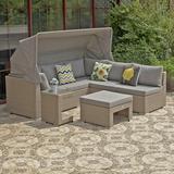 Bayou Breeze Mccrady Wicker Patio Sectional w/ Cushions All - Weather Wicker/Wicker/Rattan in Brown/Gray | 55.1 H x 80.3 W x 85 D in | Wayfair