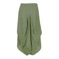 Gracious Girl Khaki - New Womens Italian Lagenlook Elasticated 2 Slit Pocket Parachute Asymmetric Tulip Long Linen Ladies Maxi Skirt One Size UK 8-27
