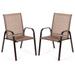 Costway 2 Pcs Patio Chairs Outdoor Dining Chair with Armrest-Brown